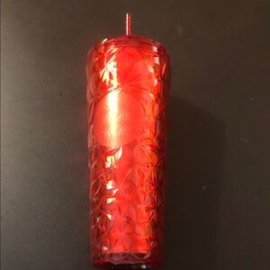 Starbucks Shiny Red Faceted Tumbler with Straw